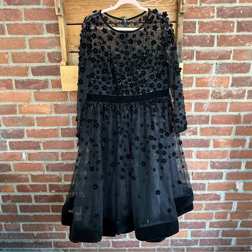 Mac Duggal Long Sleeve Fit & Flare Velvet Embellished Cocktail Dress - Picture 4 of 10